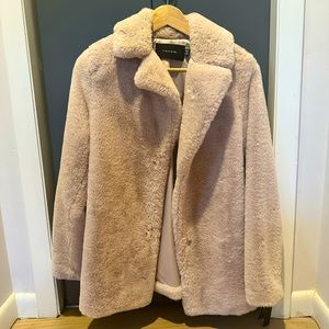 Tahari Blush Pale Pink Faux Fur Jacket Coat